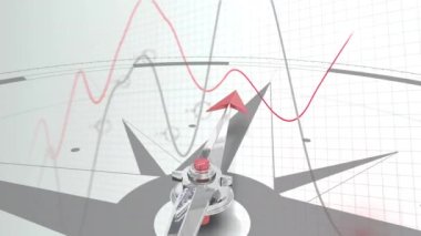 Finansal veri işleme ve pusula döndürme çizgilerinin animasyonu. küresel finansman ağı dijital arayüz konsepti dijital olarak oluşturulmuş görüntü.