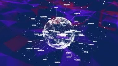 Metin ve veri işleme ile bağlantı ağı küresinin animasyonu. dijital arayüz küresel bağlantı ve dijital olarak oluşturulan iletişim konsepti.