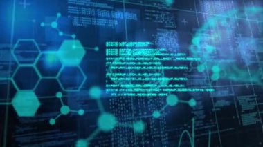 Mavi arka planda veri işleme ve parlayan insan beyni animasyonu. küresel ağ teknolojisi konsepti dijital olarak oluşturulmuş görüntü.