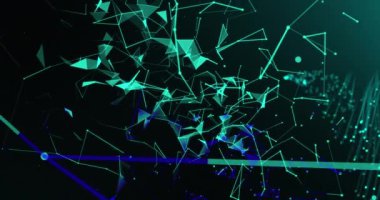 Yeşil ışık yollarının patlaması üzerine bağlantı ağının animasyonu. küresel bağlantı ve iletişim rengi ve hareket konsepti dijital olarak oluşturuldu.