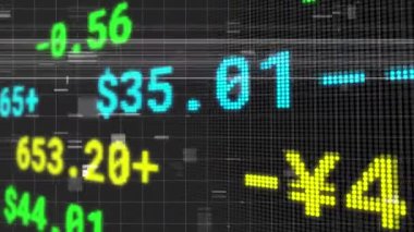 Titreşen şebekede borsa finansal veri işleme animasyonu. küresel finans teknolojisi dijital arayüz konsepti dijital olarak oluşturulmuş görüntü.