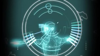 İnsan figürünün dönüşüyle ilgili istatistik işleme ve tıbbi verilerin animasyonu. dijital arayüz ve küresel tıp bağlantısı konsepti dijital olarak oluşturulmuş görüntü.