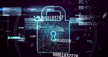 Çevrimiçi güvenlik asma kilit numaralarının değiştirilmesi ve veri işleme çalışmaları. dijital arayüz küresel bağlantı ve dijital olarak oluşturulan iletişim konsepti.