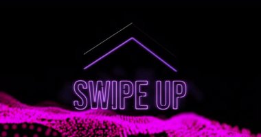 Okların animasyonu ve pembe el sallama örgüsünün üzerinden metni geçir. küresel bağlantı teknolojisi hareketi konsepti dijital olarak oluşturulmuş görüntü.