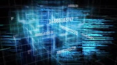 Parlayan ızgaraya karşı veri işleme sistemini değiştiren numaraların animasyonu. global teknoloji bağlantısı dijital arayüz konsepti dijital olarak oluşturulmuş görüntü.