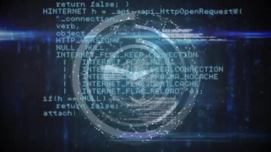 Saatin animasyonu dünya çapındaki bağlantıların hızlı veri işlemesini sağlıyor. dijital arayüz konsepti dijital olarak oluşturulmuş bağlantı ağı.