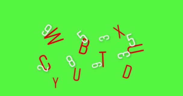 알파벳의 변화와 숫자가 배경과 반대로 움직이는 디지털 애니메이션 학교와 — 비디오