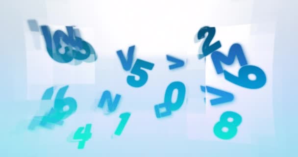 Animație Digitală Numerelor Schimbare Mai Multor Forme Pătrate Fundal Albastru — Videoclip de stoc