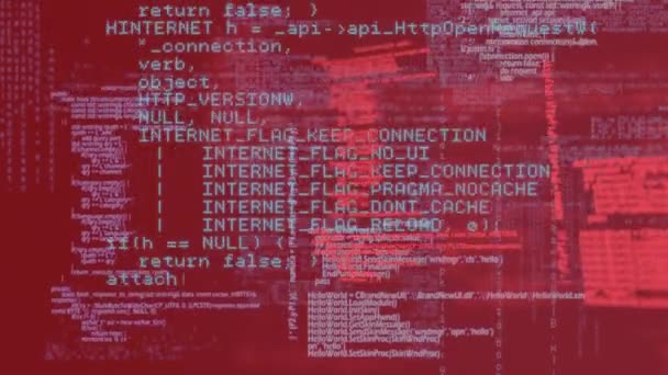 Animação Processamento Dados Digitais Sobre Fundo Vermelho Conceito Tecnologia Rede — Vídeo de Stock