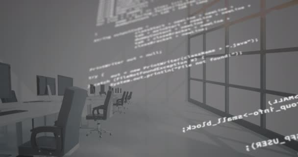 Composição Digital Processamento Dados Digitais Contra Escritório Vazio Segundo Plano — Vídeo de Stock