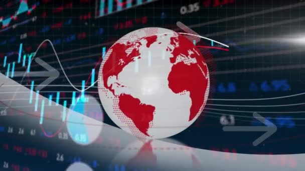 Animación Línea Con Procesamiento Datos Financieros Todo Mundo Tecnología Financiera — Vídeos de Stock