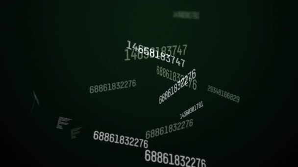 Digitale Animatie Van Veranderende Aantallen Gegevensverwerking Tegen Zwarte Achtergrond Computerinterface — Stockvideo