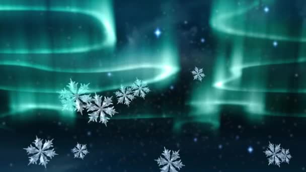 Animación Digital Copos Nieve Que Caen Sobre Senderos Luz Brillante — Vídeo de stock