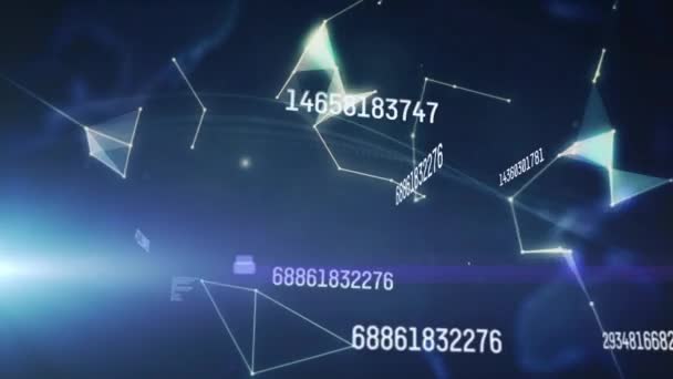 Animación Números Cambiando Procesamiento Datos Contra Globo Brillante Conexión Tecnológica — Vídeos de Stock