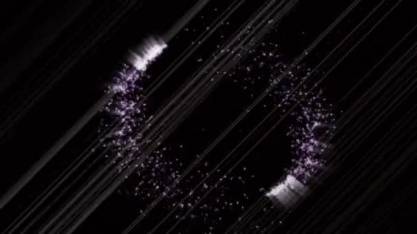 数码动画拍摄的明星移动和爆裂的黑色背景 具有抽象纹理和效果的背景 — 图库视频影像