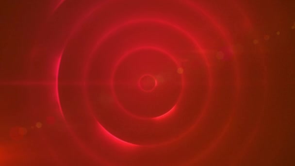 同心圆效应的数字动画和红色背景下的光斑 具有抽象纹理和效果的背景 — 图库视频影像