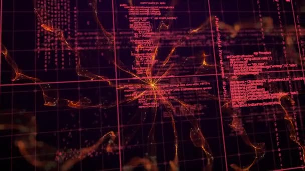 오렌지 트레일의 폭발에 데이터 애니메이션 글로벌 디지털 이미지 — 비디오