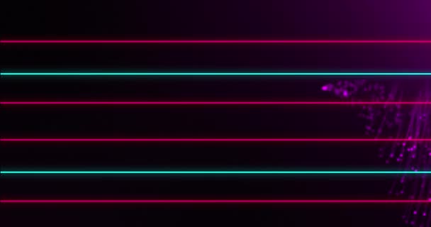 Анимация Мерцающих Розовых Зеленых Линий Над Катящимся Взрывом Фиолетовых Легких — стоковое видео