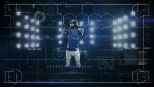 Анімація Цифрової Обробки Даних Через Американський Футболіст Ловить Глобальна Спортивна — стокове відео
