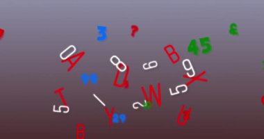 Mora karşı birden fazla değişen sayının ve alfabenin dijital animasyonu. okul ve eğitim kavramı