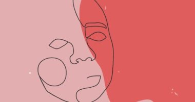 Pastel pembe ve kırmızı arkaplandaki siyah çizgilerin animasyonu. renk ve hareket kavramı dijital olarak oluşturulmuş görüntü.