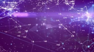 Mavi düğümler ve veri işleme ile bağlantı ağının animasyonu. dijital arayüz küresel bağlantı ve dijital olarak oluşturulan iletişim konsepti.