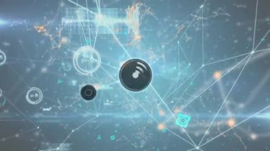 Çevrimiçi simgeler ve veri işleme ile bağlantı ağının animasyonu. dijital arayüz küresel bağlantı ve dijital olarak oluşturulan iletişim konsepti.