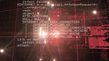Işıldayan noktalarla bağlantı ağı üzerinden veri işleme animasyonu. dijital arayüz küresel bağlantı ve dijital olarak oluşturulan iletişim konsepti.