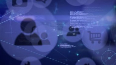 Çevrimiçi simgeler ve veri işleme ile bağlantı ağının animasyonu. dijital arayüz küresel bağlantı ve dijital olarak oluşturulan iletişim konsepti.