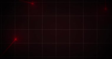Parlayan kırmızı noktaların animasyonu. Siyah zemin üzerinde hareket eden ışık yolları. dijital arayüz hesaplama kavramı dijital olarak oluşturulmuş resim.