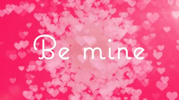 アニメーション ビーピンクの背景に複数の輝くピンクのハートを持つ白で書かれた私のテキスト バレンタインデーのお祝いのコンセプトデジタル生成画像 — ストック動画