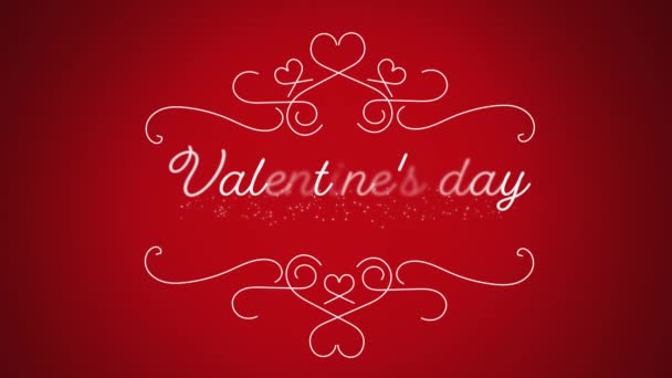 Animation Valentines Day Text Written White Letters White Decoration Red — Stock Video