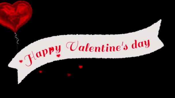 Animation Happy Valentines Day Κείμενο Γραμμένο Κόκκινα Γράμματα Στο Banner — Αρχείο Βίντεο