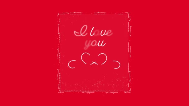 Animación Love You Texto Escrito Letras Blancas Decoración Blanca Sobre — Vídeos de Stock