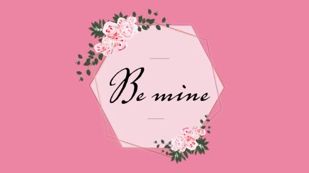 Animación Mine Texto Escrito Octágono Con Flores Sobre Fondo Rosa — Vídeos de Stock