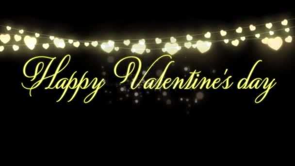 Animație Ziua Îndrăgostiților Fericit Scris Litere Aur Pete Spumante Șir — Videoclip de stoc