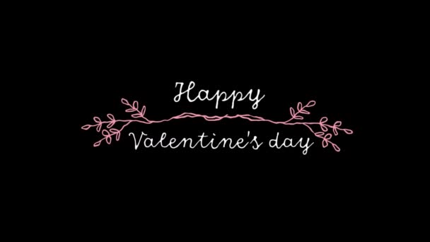 Animation Von Happy Valentines Day Text Weißen Buchstaben Und Rosa — Stockvideo