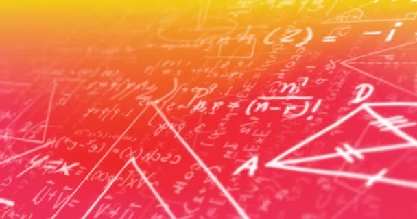 Diagramas Matemáticos Equações Movendo Contra Fundo Gradiente Laranja Amarelo Conceito — Vídeo de Stock