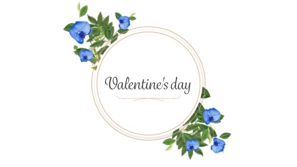 Animation Valentines Day Text Written Card Flowers White Background Valentines — Stock Video