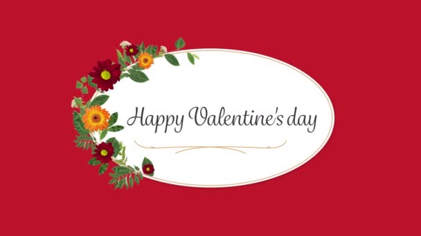 Animación Feliz Día San Valentín Texto Escrito Tarjeta Oval Con — Vídeos de Stock