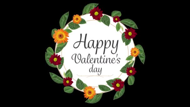 Animación Feliz Día San Valentín Texto Escrito Tarjeta Redonda Con — Vídeos de Stock
