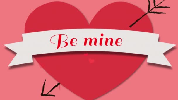 Animation Mine Texte Écrit Lettres Rouges Sur Bannière Avec Coeur — Video