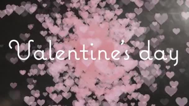 Animação Dia Dos Namorados Texto Escrito Branco Com Corações Rosa — Vídeo de Stock