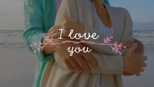 Animatie Van Love You Tekst Geschreven Witte Letters Paar Liefde — Stockvideo