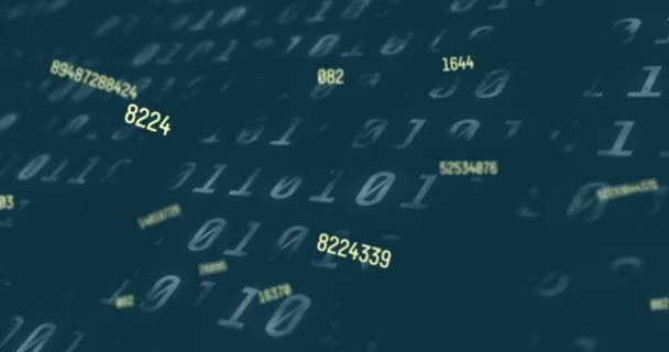 Animação Digital Vários Números Mudança Contra Processamento Dados Codificação Binária — Vídeo de Stock