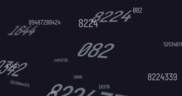 Цифрова Анімація Декількох Змінних Чисел Рухається Плаває Синьому Фоні Концепція — стокове відео