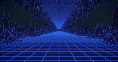 Parlak mavi şebeke tünelinin hareketsiz döngüsünün animasyonu. renk ve hareket kavramı dijital olarak oluşturulmuş görüntü.