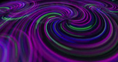 Hareketli mor ve yeşil parlak neon çizgiler. enerji, elektrik, ışık, renk ve hareket konsepti, dijital olarak oluşturulmuş video.