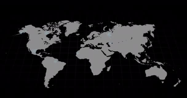 Grijze Wereldkaart Die Verandert Meestal Blauw Een Zwarte Achtergrond Verspreiding — Stockvideo