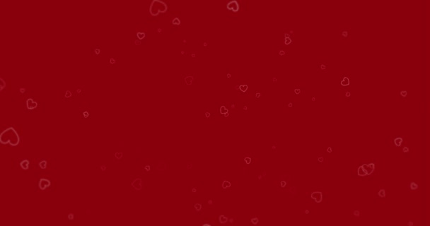 Blado Różowe Zarysy Serca Unoszące Się Czerwonym Tle Miłość Walentynki — Wideo stockowe